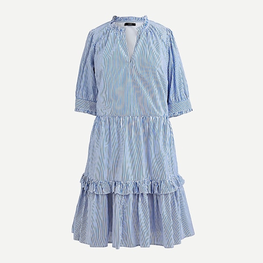 J Crew Ruffleneck tiered popover dress